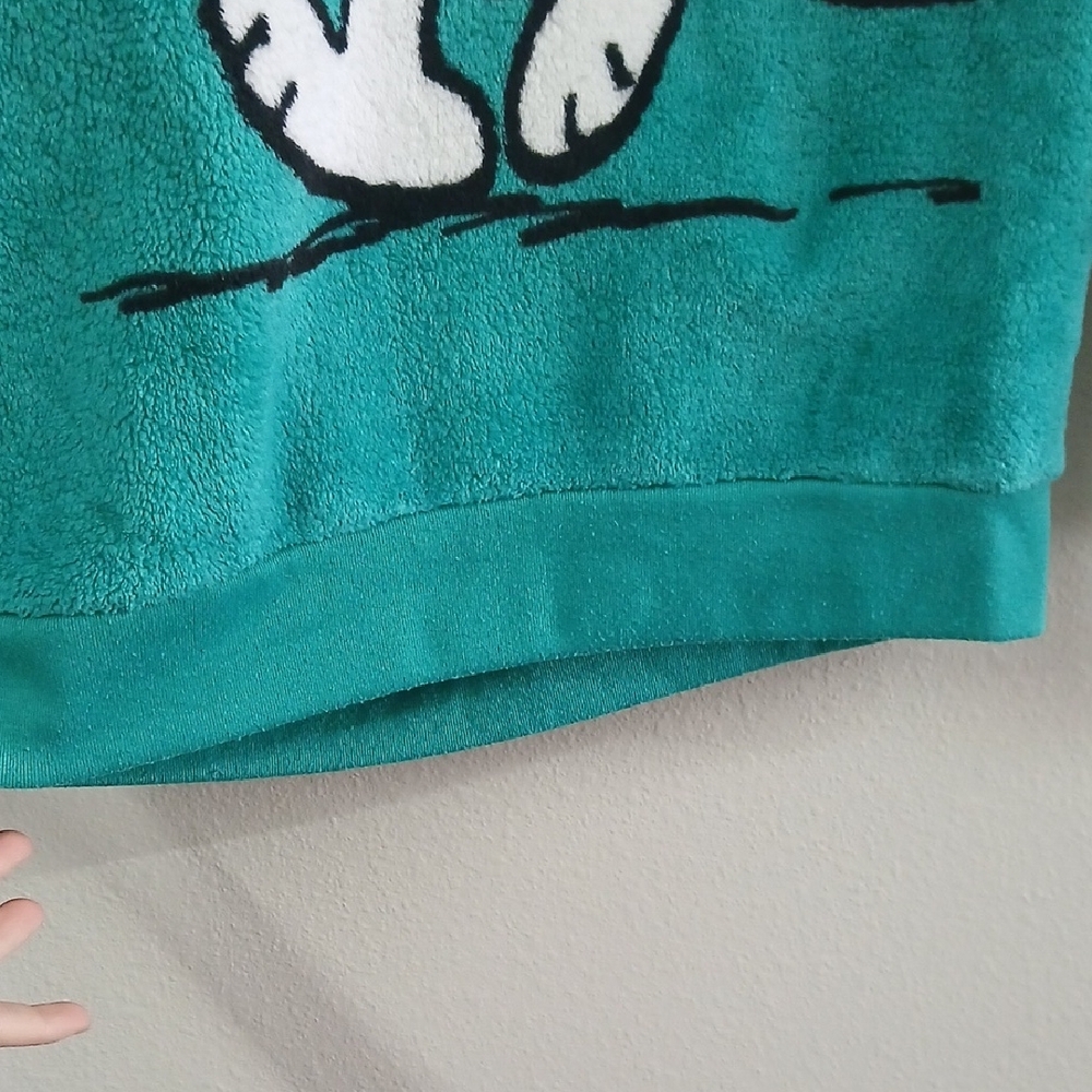 Peanuts Teal Fleece Hoodie with Snoopy Size Small - Picture 3 of 6